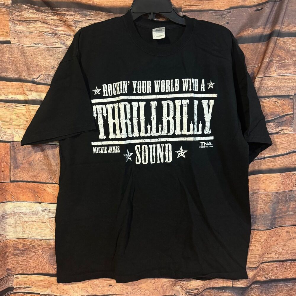 Gildan Thrillbilly Mickie James TNA Wrestling Men's Black XL Cotton T-Shirt